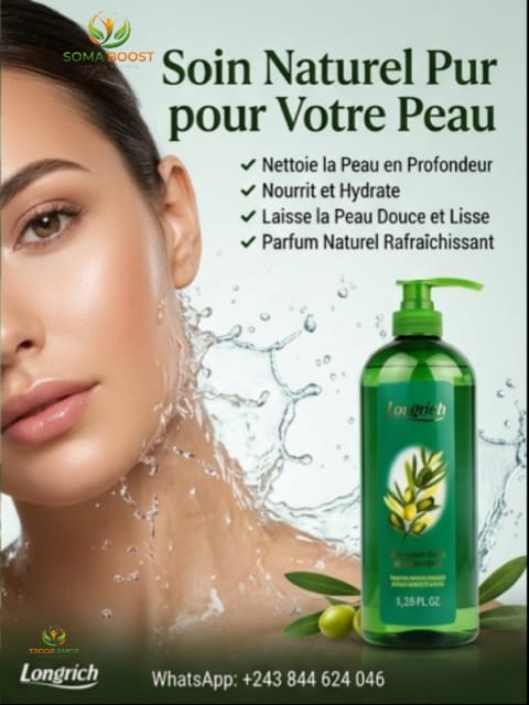 Gel Douche à l'Olive Longrich – Douceur, Fraîcheur et Nutrition de la Peau