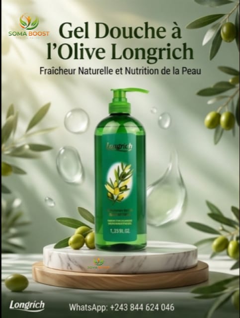 Gel Douche à l'Olive Longrich – Douceur, Fraîcheur et Nutrition de la Peau