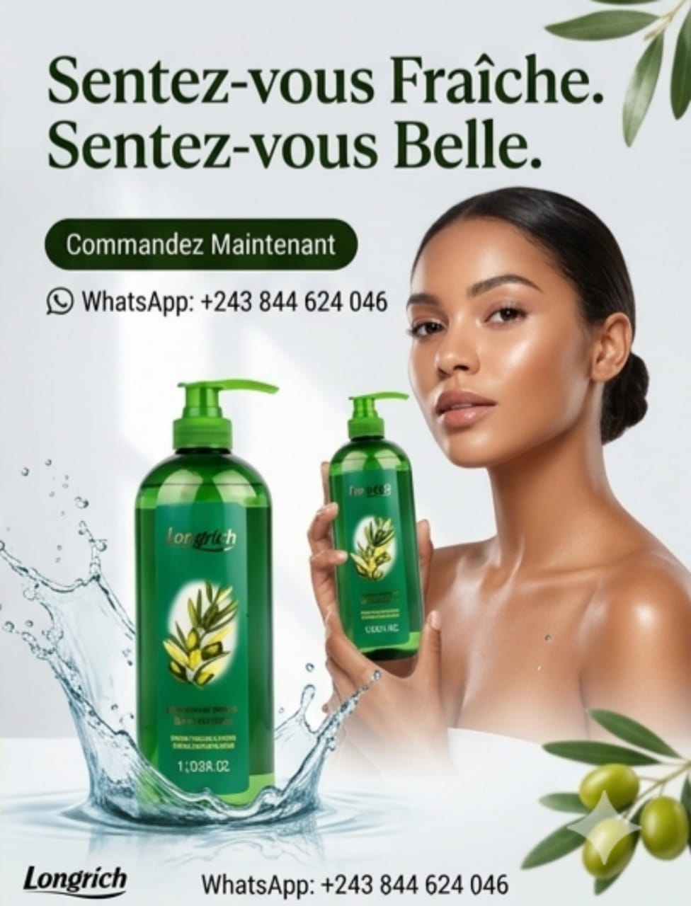 Gel Douche à l'Olive Longrich – Douceur, Fraîcheur et Nutrition de la Peau